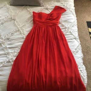Vibrant Red floorlength Prom/ Bridesmaid Dress.